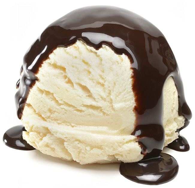 Chocolate on vanilla ice Cream